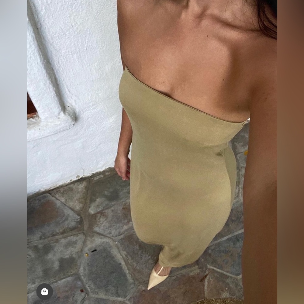 Third Form Strapless Maxi Dress in tan (worn once)